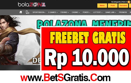 BolaZona.Rocks - Freebet Gratis Rp 10.000 Tanpa Deposit