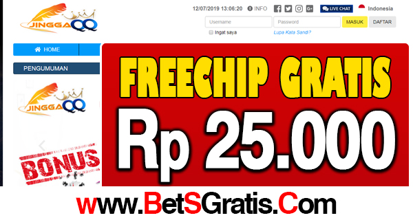 JinggaQQ Freechip Gratis Rp 25.000 Tanpa Deposit