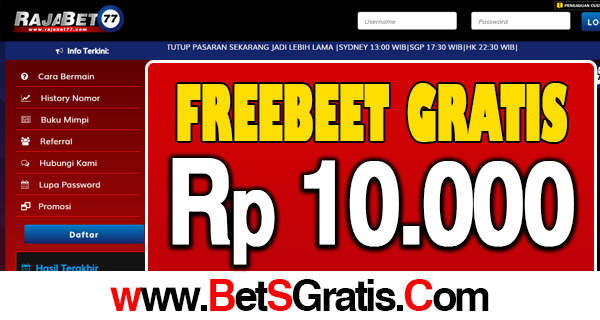 Rajabet77 freebet gratis 10.000 tanpa deposit terbaru