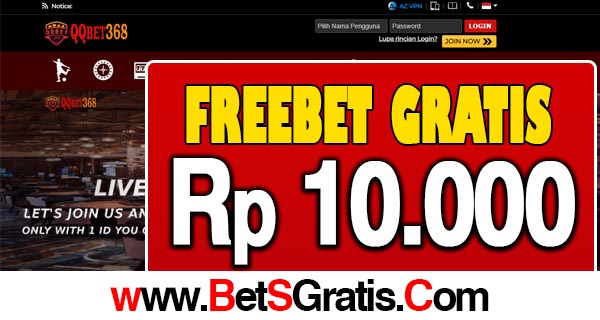 QQBET368 Freebet Gratis Rp 10.000 Tanpa Deposit