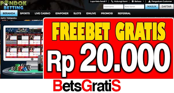 PondokBetting Freebet Gratis Rp 20.000 Tanpa Deposit