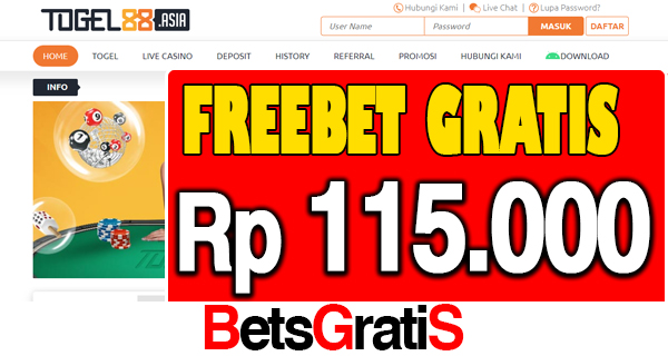 Togel88 Freebet Gratis Rp 115.000 Tanpa Deposit