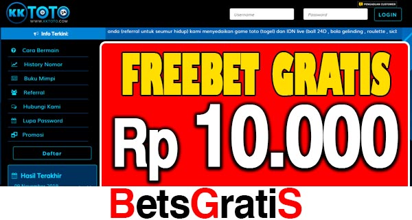 KKToto Freebet Gratis Rp 10.000 Tanpa Deposit