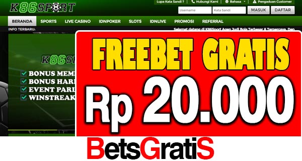 K86Sport Freebet Gratis Rp 20.000 Tanpa Deposit