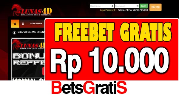 Lunas4D Freebet Gratis Rp 10.000 Tanpa Deposit