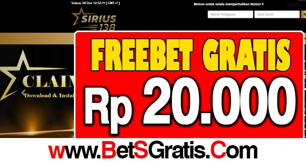 Sirius138 Freebet Gratis Rp 20.000 Tanpa Deposit