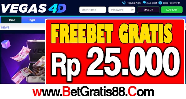 Vegas4D Freebet Gratis Rp 25.000 Tanpa Deposit