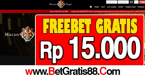 MacanTogel Freebet Gratis Rp 15.000 Tanpa Deposit