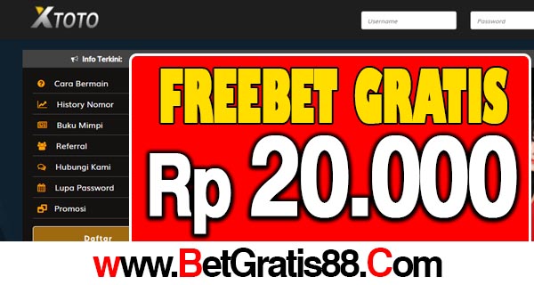 XTOTO Freebet Gratis Rp 20.000 Tanpa Deposit