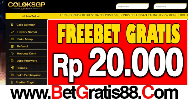 ColokSGP Freebet Gratis Rp 20.000 Tanpa Deposit