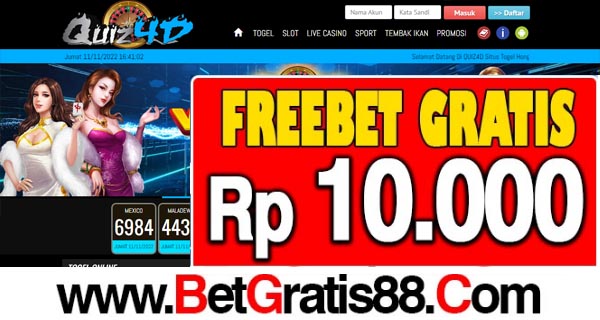 QUIZ4D Freebet Gratis Rp 10.000 Tanpa Deposit