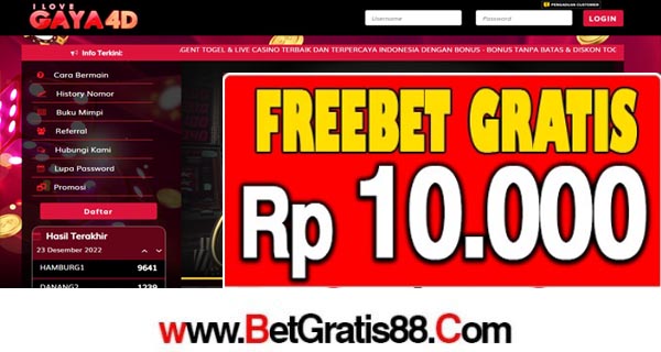 GAYA4D Freebet Gratis Rp 10.000 Tanpa Deposit