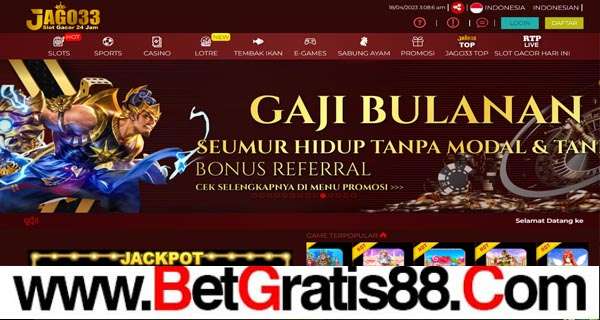 JAGO33 BONUS SLOT 100% MEMBER BARU